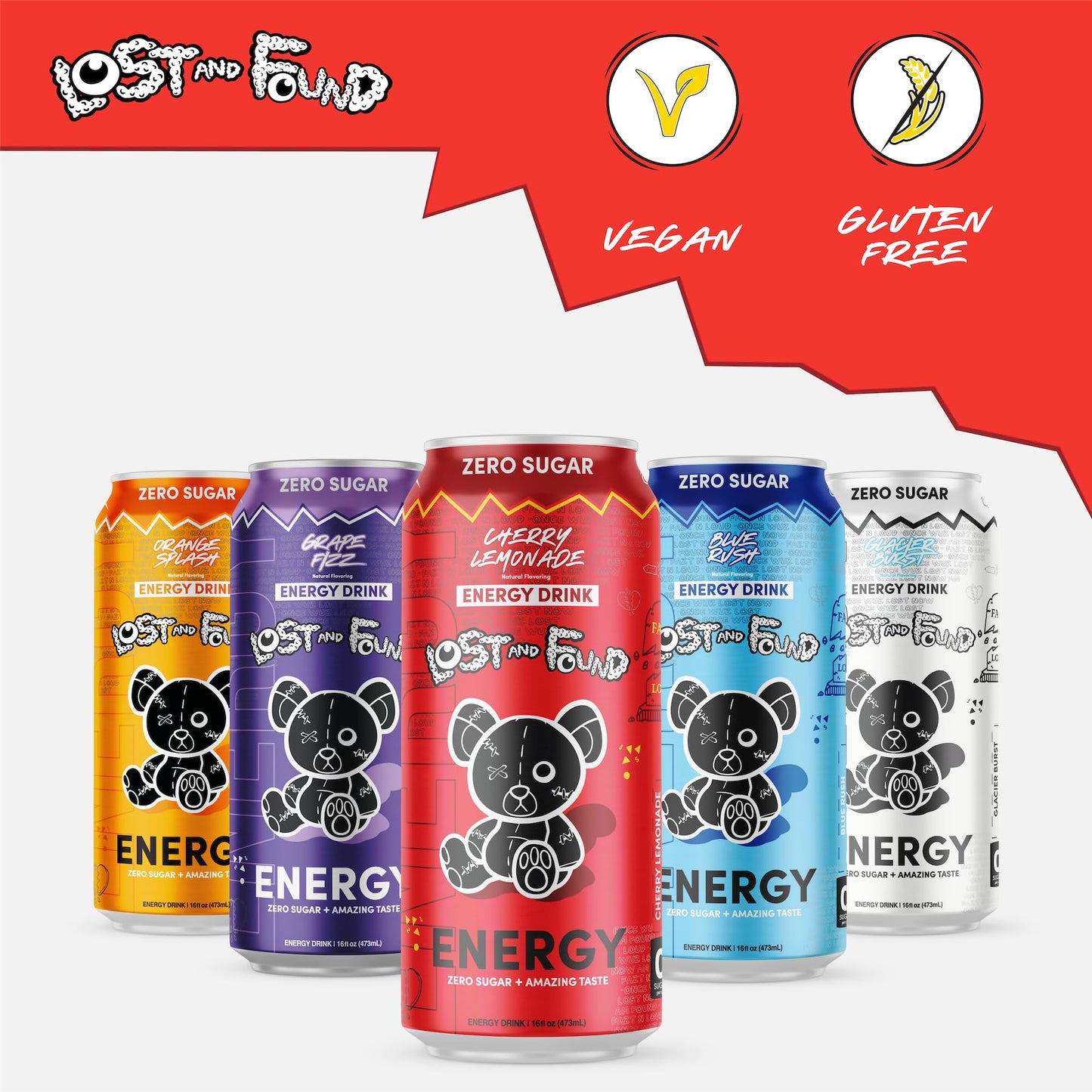 Lost and Found Energy Drink - Sugar Free, No Artificial Flavors, 150mg Caffeine - 16oz, 12-Pack, Orange Splash