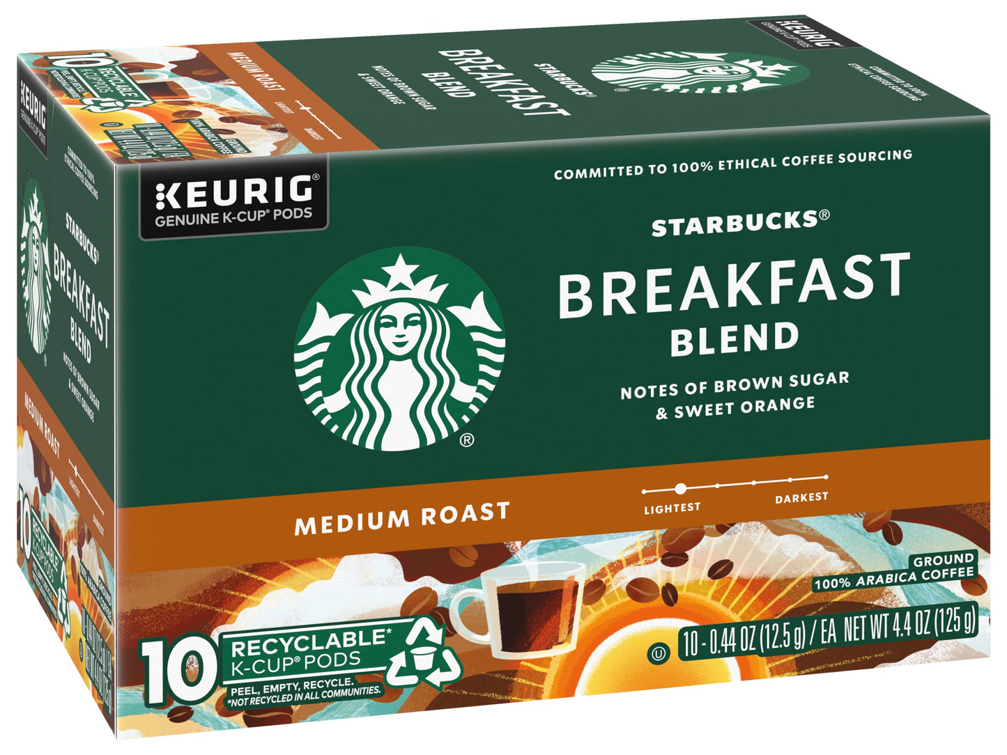 Starbucks K-Cup Pods Veranda Blend Coffee Blonde Roast 100% Arabica 10 Count (Pack of 6)