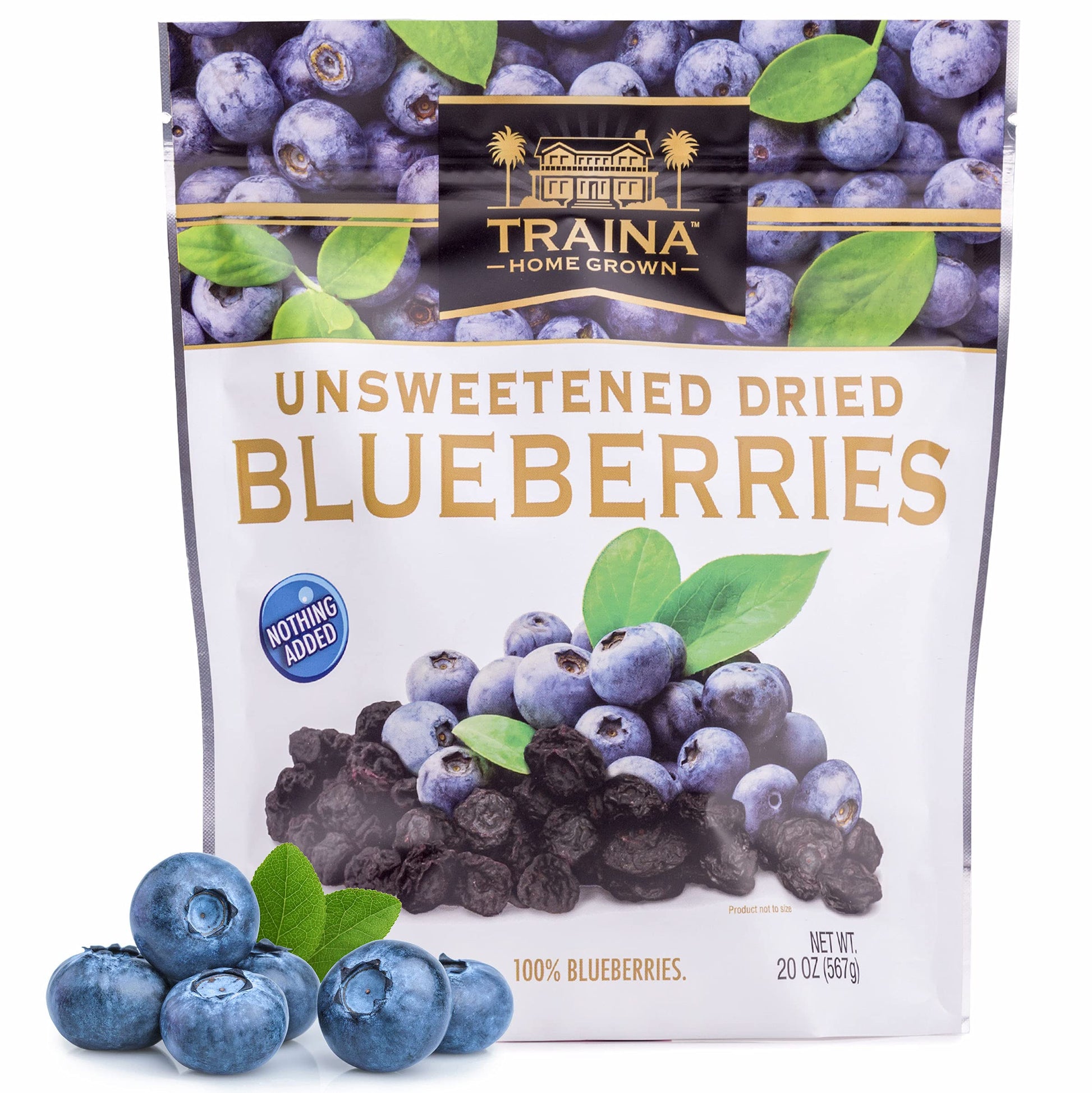Traina Home Grown Unsweetened Dried Blueberries - Healthy & Non-Gmo  Natural Sweet Flavor With No Sugar Added  Perfect Snack In Resealable Pouch (20 Oz)