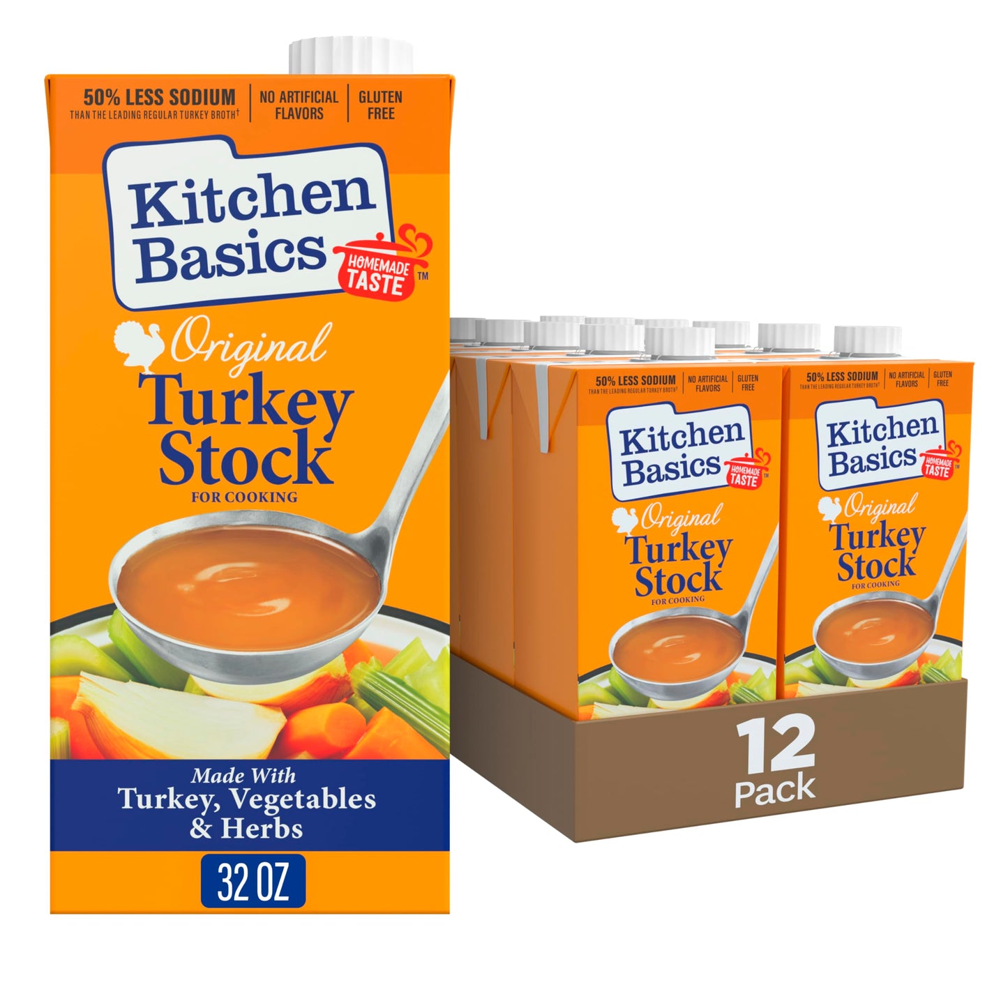 Kitchen Basics Turkey Stock - 32 oz Carton (Pack of 12) The Perfect Base for Your Savory Kitchen Recipes and Stocking Up