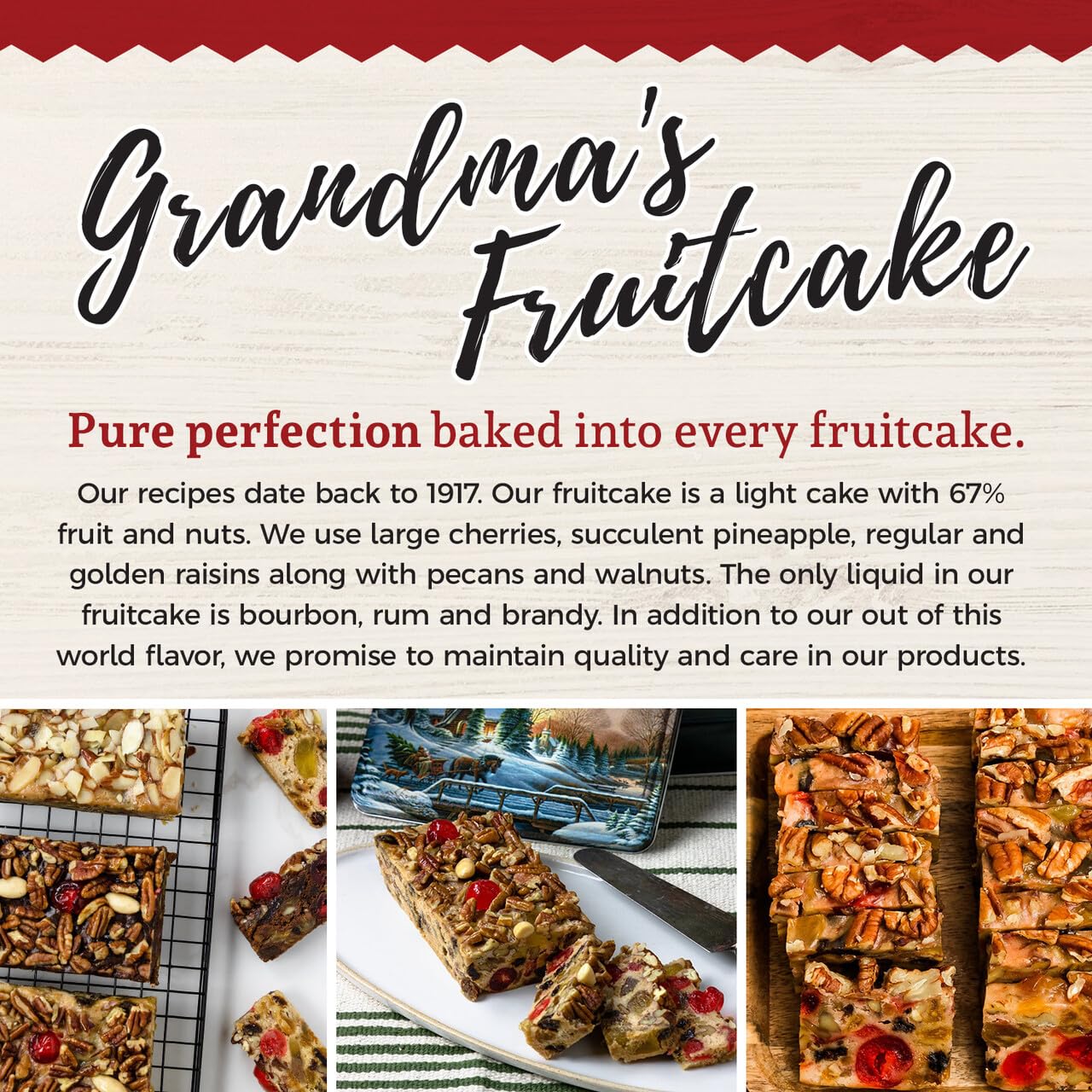 Beatrice Bakery Co. Original Fruitcake, Holiday Tin, 32 oz, Old Fashioned Fruit and Nut Cake, Freshly Made