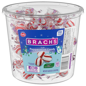Brach's Bob's Soft Peppermint Tub, Individually Wrapped Holiday Candy, 110 Count
