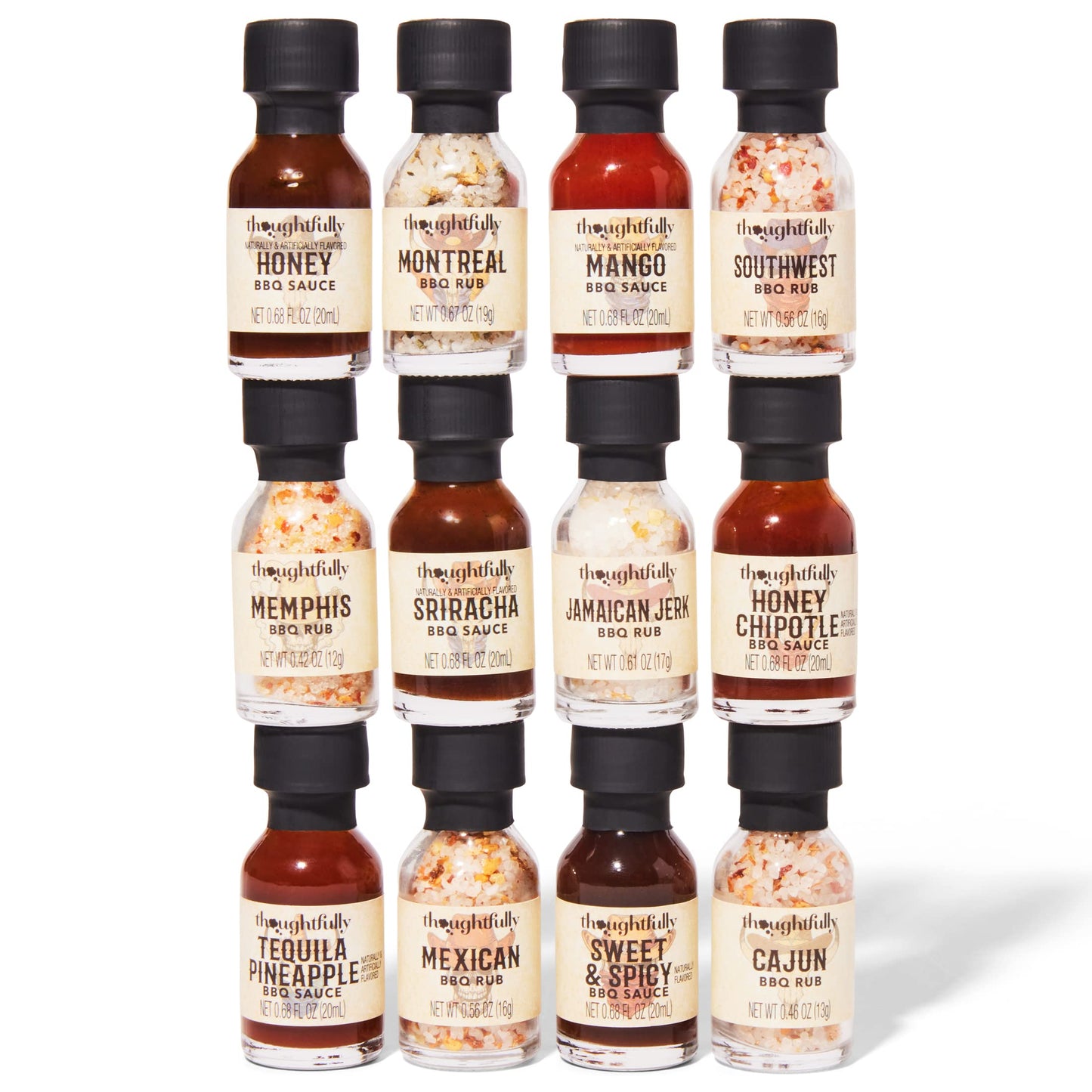 Thoughtfully Gourmet BBQ Sauce and Rubs Book Gift Set, 12 Pieces, Includes Honey and Montreal Rub, 7.36 Ounce