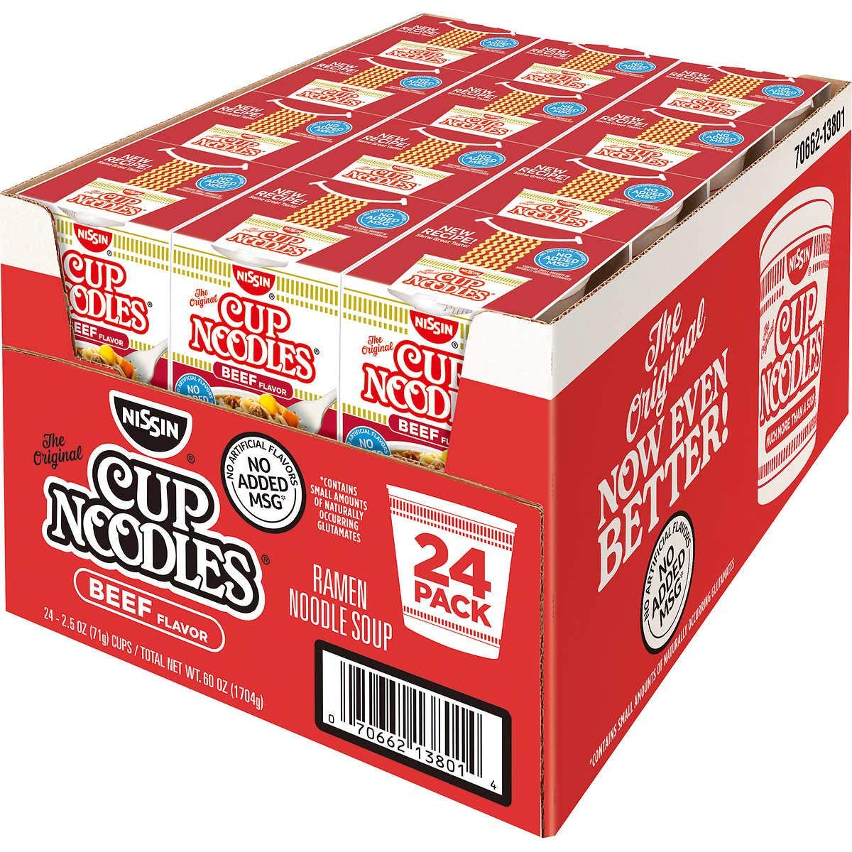 Nissin Cup Noodles Beef Flavor Soup, 2.5 Ounce (Pack of 24)