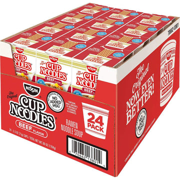 Nissin Cup Noodles Beef Flavor Soup, 2.5 Ounce (Pack of 24)