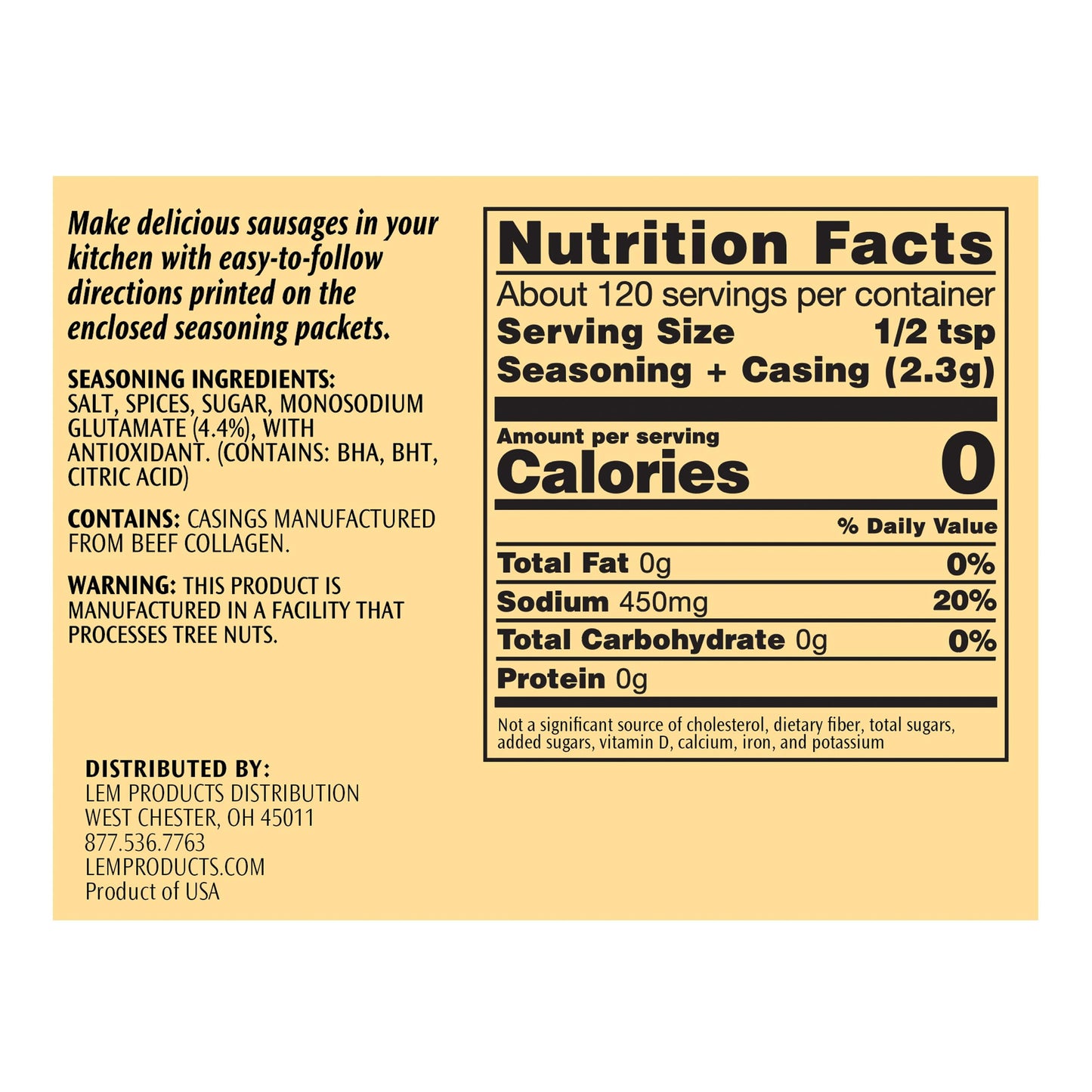 LEM Backwoods Breakfast Sausage Seasoning Kit, Seasons Up to 20 Pounds, 9.8 Ounce Package, Model 9563