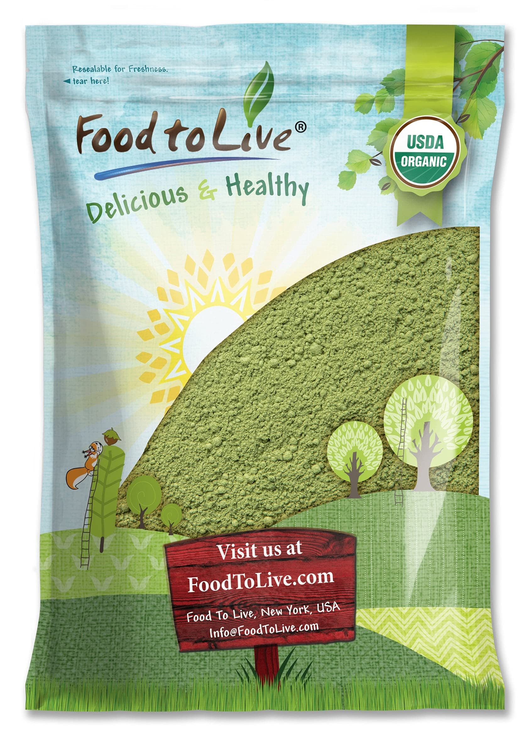 Food to Live Organic Kale Powder, 7 Pounds Non-GMO, Made from Raw Dried Whole Leaves, Vegan, Kosher, Bulk, Great for Baking, Jui