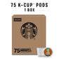 Starbucks K-Cup Coffee Pods, Medium Roast, House Blend For Keurig Coffee Makers, 100% Arabica, 1 Box (75 Pods)