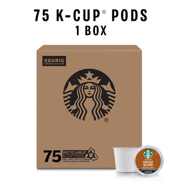 Starbucks K-Cup Coffee Pods, Medium Roast, House Blend For Keurig Coffee Makers, 100% Arabica, 1 Box (75 Pods)