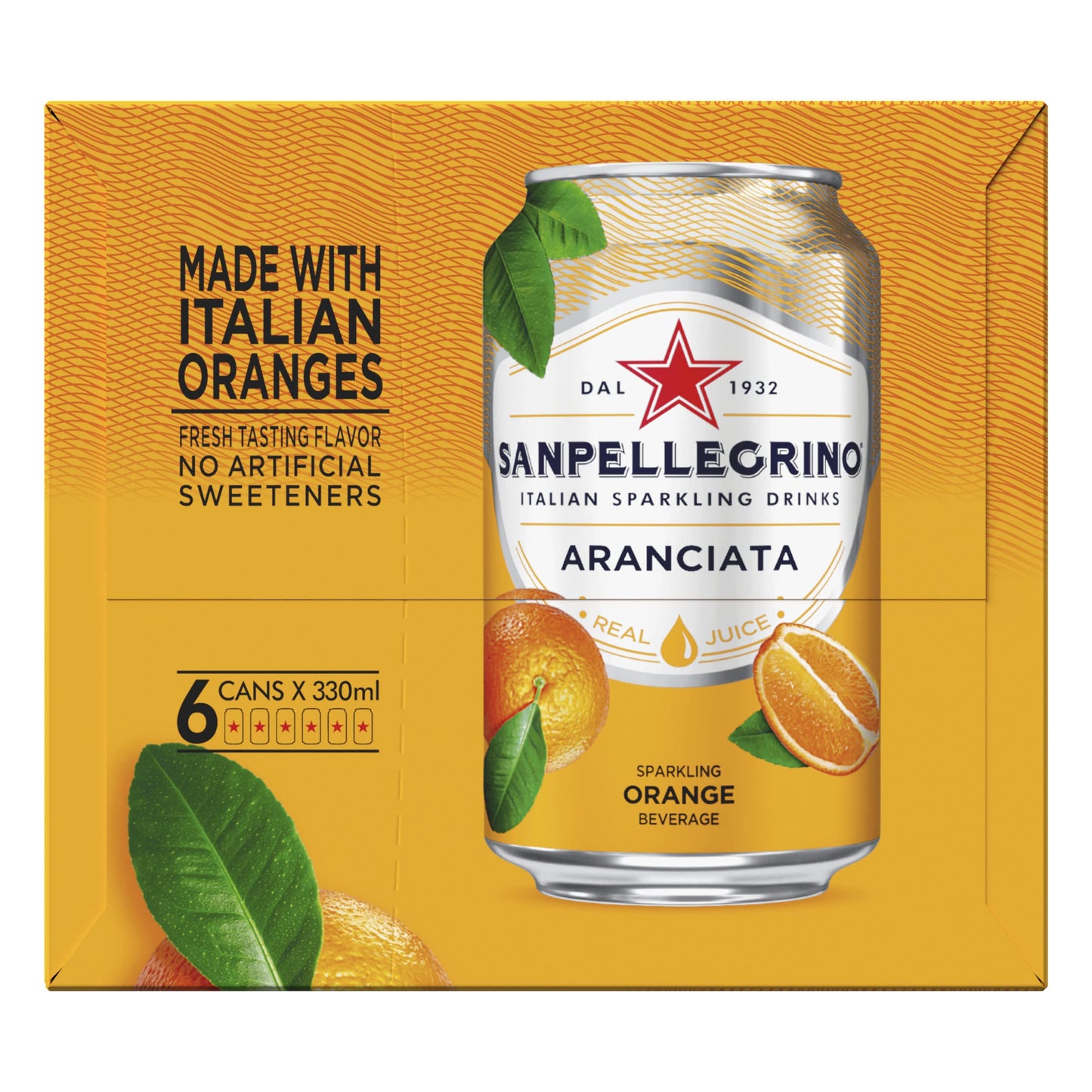 Sanpellegrino, Orange Italian Sparkling Drinks, 11.15 Fl Oz Cans, 6 Pack