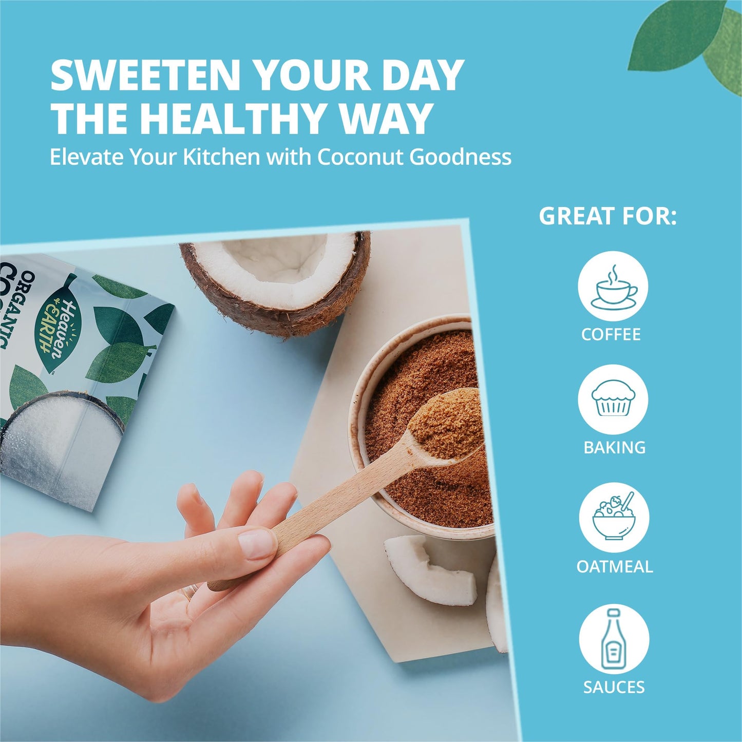 Heaven & Earth Organic Coconut Sugar, 16oz (3 Pack) | Low Glycemic | Unrefined Sugar Alternative | Natural Sweetener | Coconut P
