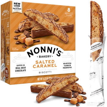 Nonni'S Salted Caramel Biscotti Italian Cookies - Biscotti Individually Wrapped Cookies - Italian Biscotti Cookies W/Rich Milk C
