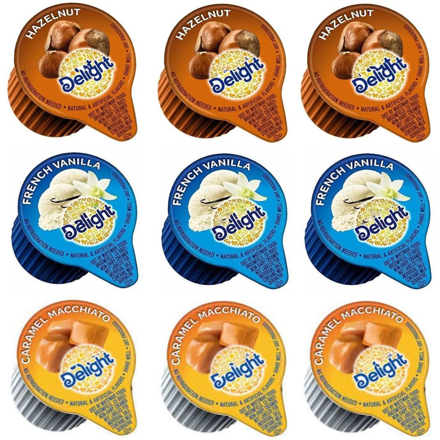 International Delight Coffee Creamers Liquid Non-Dairy Creamer Singles 3 Flavor Assortment (48) Coffee Creamer Singles for Home,