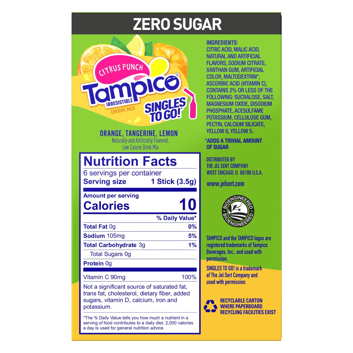 SINGLES TO GO! Powdered Drink Mix Variety Pack - 6 Singles - 3 Mango Punch & 3 Citrus Punch - 0.73 Ounce Each
