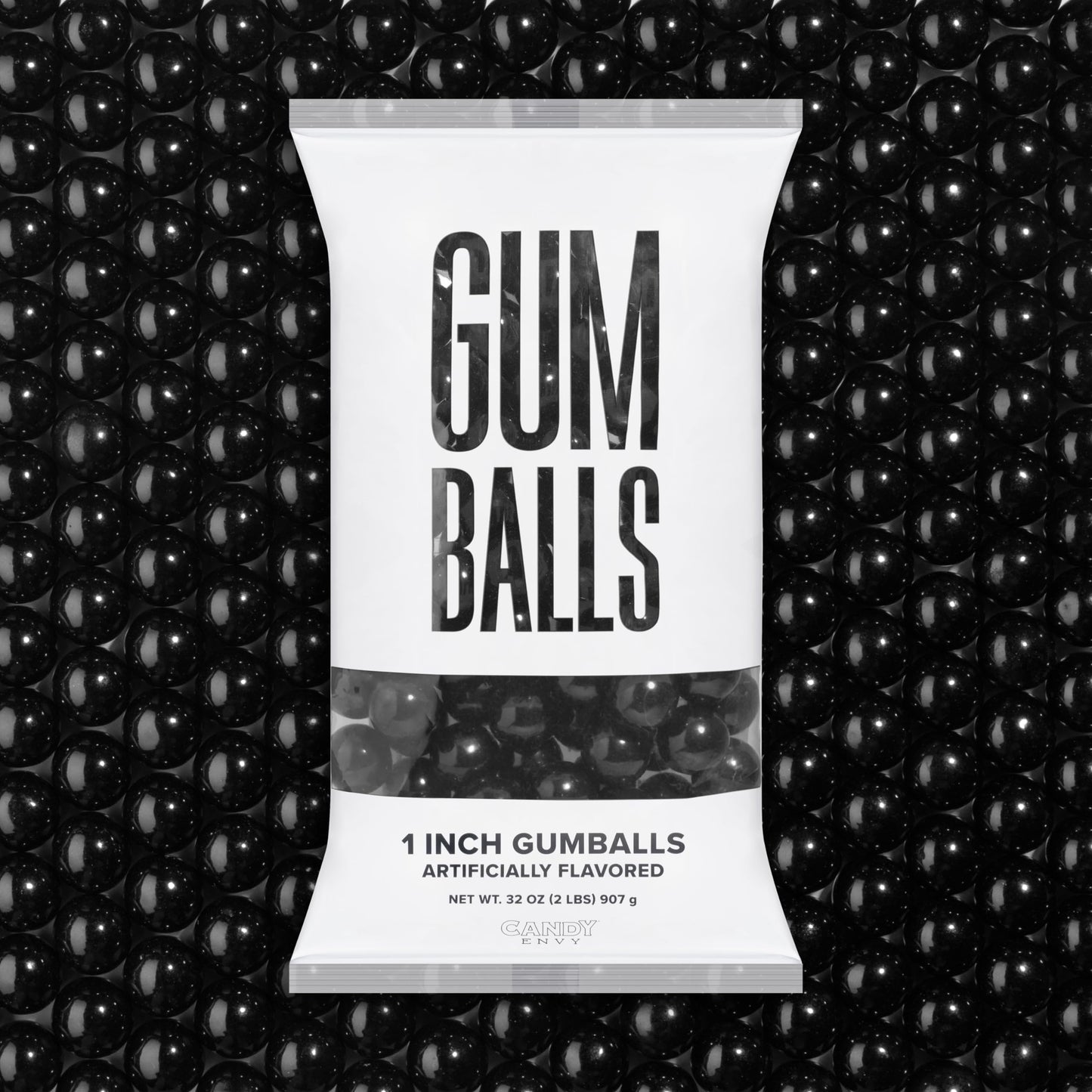 Large 1" Black Gumballs - 2 Pound Bag - Approximately 120 Gumballs Per Bag