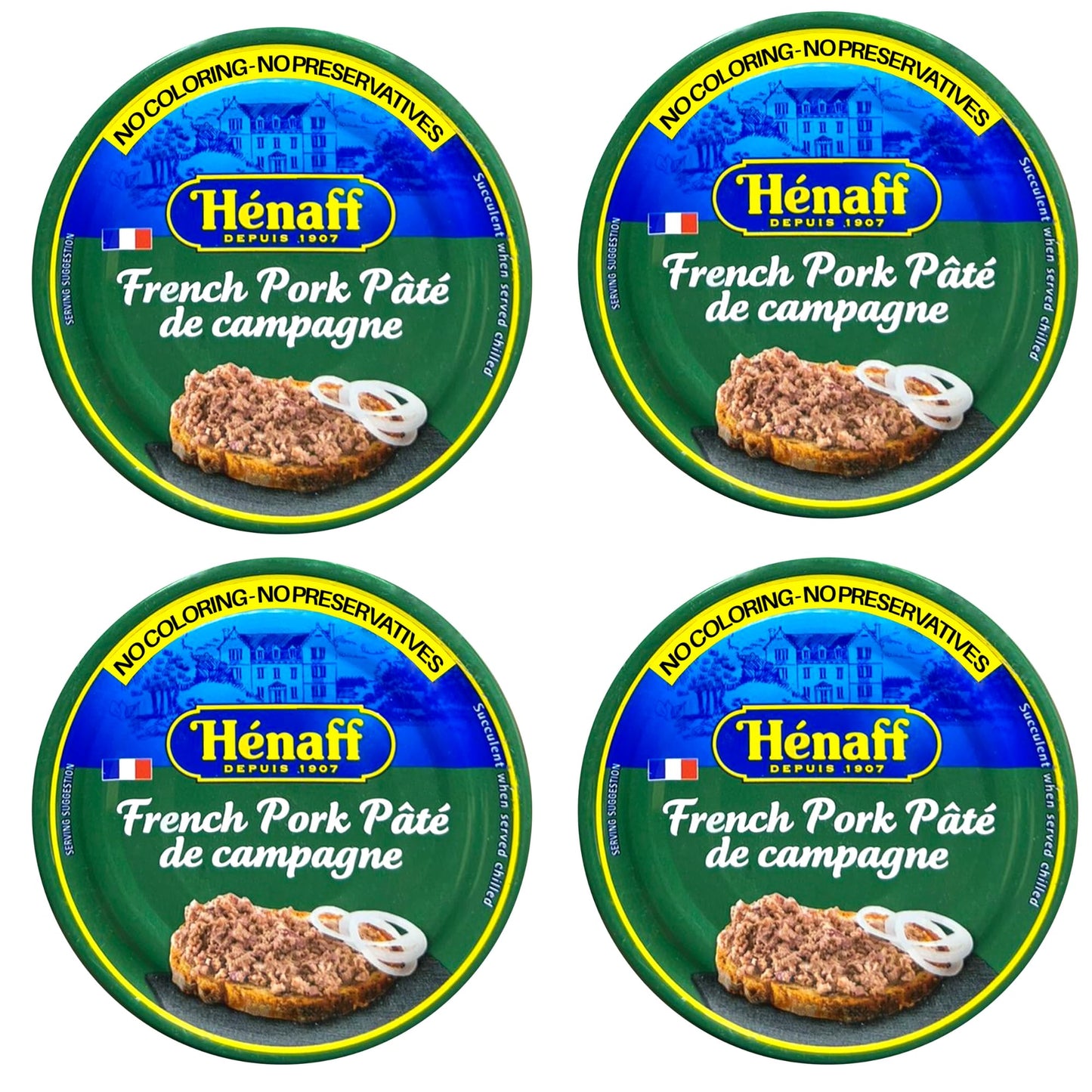 Hénaff Country Pâté, French Pork Pâté de Campagne - 130g, 4 Pack