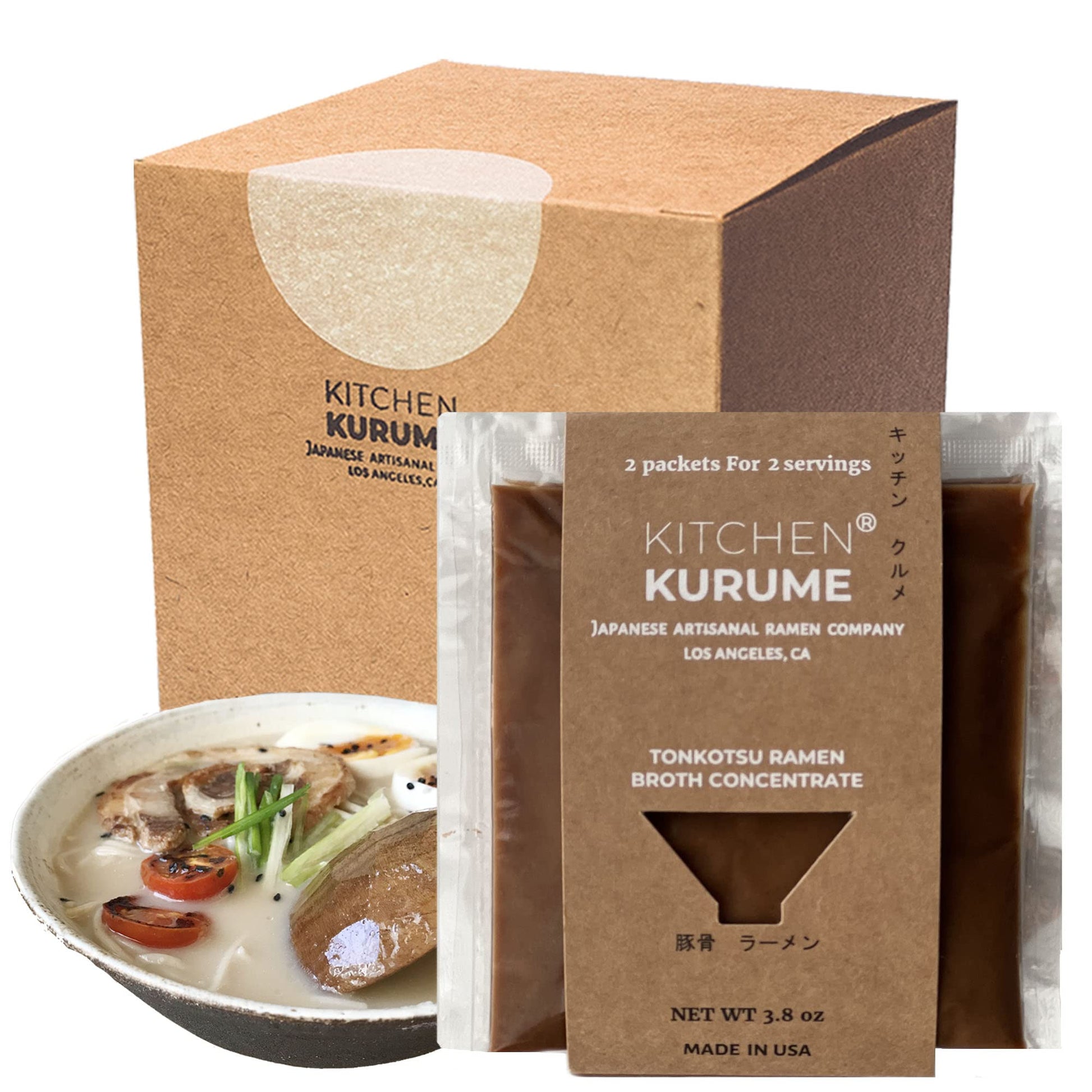 Kitchen Kurume Tonkotsu Ramen Broth Concentrate (Pack Of 10), Made In Usa, Japanese Ramen, Pork Bone Soup Base, No Msg, No Prese
