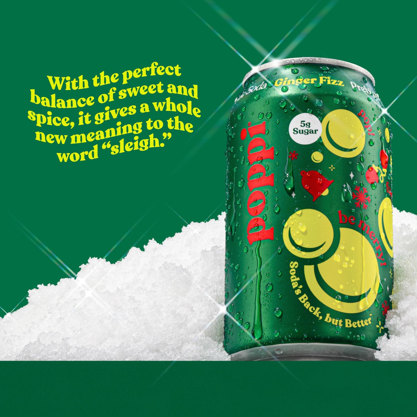 Poppi Sparkling Prebiotic Soda Beverage with Apple Cider Vinegar  Seltzer Water and Fruit Juice  Holiday Ginger Fizz Flavor  12 oz  Pack of 12  Packaging May Vary