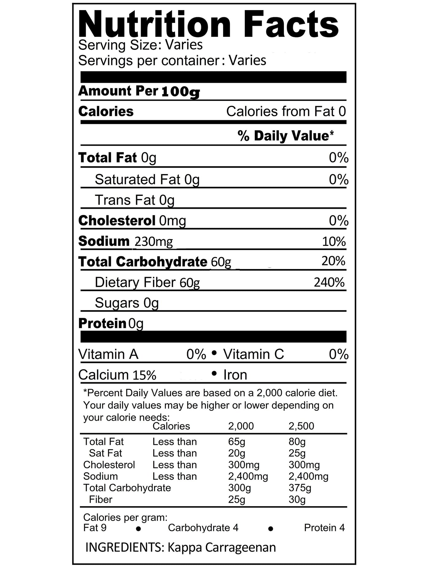 Kappa Carrageenan Powder | Food Grade Natural Thickener Substitute For Gelatin - Kosher (14 Oz)