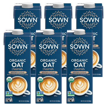SOWN Organic Oat Creamer Brown Sugar - Barista Oat Milk Non Dairy Coffee Creamer - Plant Based, Dairy-Free, Vegan, Gluten-Free, 