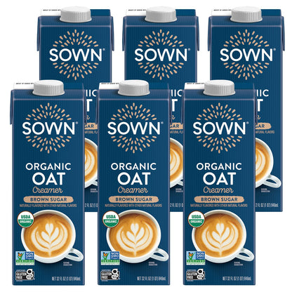 SOWN Organic Oat Creamer Brown Sugar - Barista Oat Milk Non Dairy Coffee Creamer - Plant Based, Dairy-Free, Vegan, Gluten-Free, 