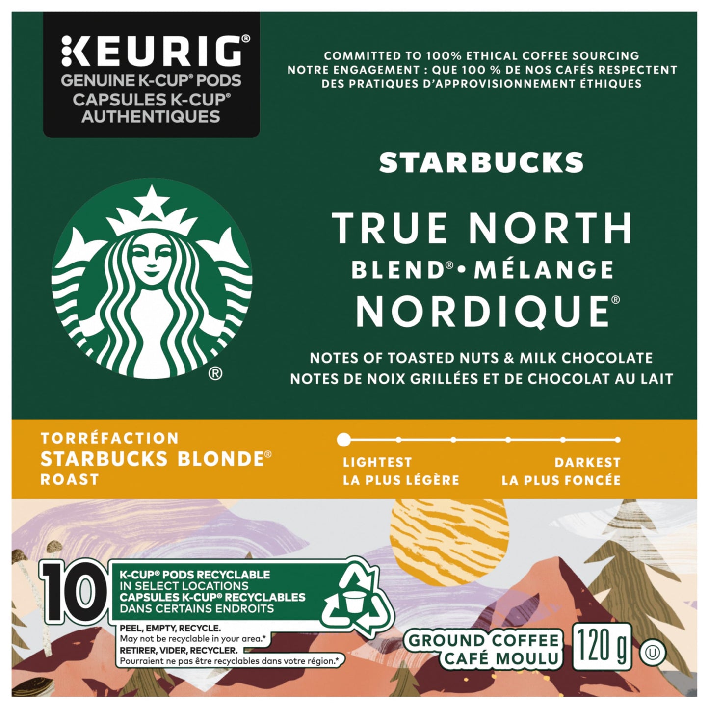 True North Blend Blonde Roast Coffee, K-Cup Pods, 10 Count, 120G/4 Oz. Box (Imported From Canada)