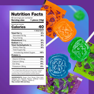 Halloween Lollipops - 2 Pound Box - Halloween Candy Bulk - Individually Wrapped Pumpkin Suckers - Trick or Treat Candy - Assorted Fruit Flavors - Blue Raspberry  Apple  Orange