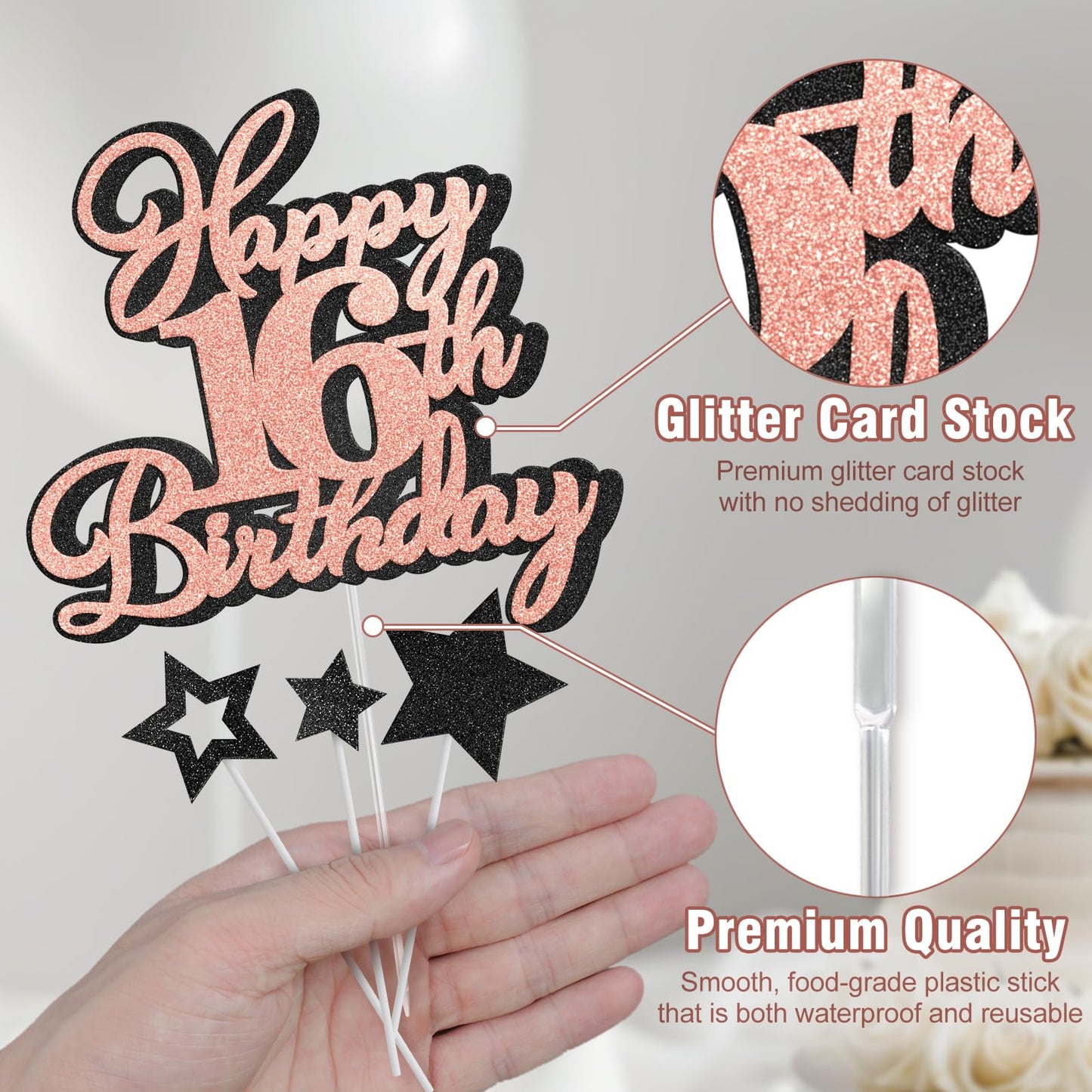 Happy 16Th Birthday Cake Topper 16 Birthday Cake Decorations, Happy 16Th Birthday Anniversary Party Cake Decorations For Boy Gir