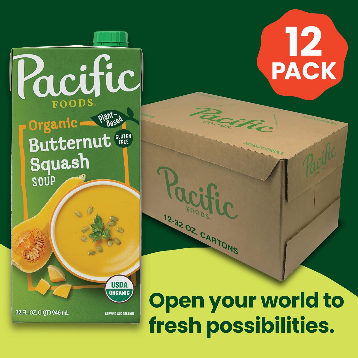 Pacific Foods Organic Butternut Squash Soup, 32 Oz Carton (Pack Of 12)