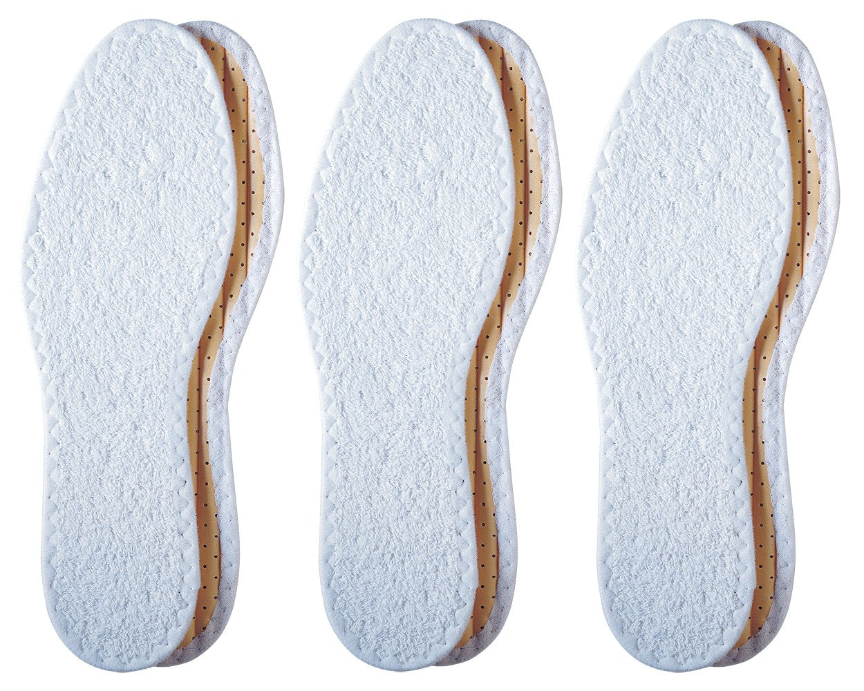 Pedag Washable Summer Pure Cotton Terry Barefoot Insole, White, Us M12/Eu 45, (Pack Of 3)