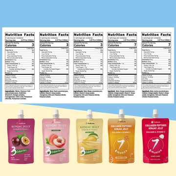 Hethstia Konjac Jelly Drinkable Pouch Variety Pack - Low Calorie, 0 Sugar, Gluten-Free, Collagen Peptides & Vitamin C - 10 Pack