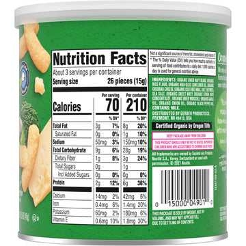 Gerber Snacks For Baby Organic Lil Crunchies, White Cheddar & Broccoli, 1.59 Ounce (Pack Of 6)
