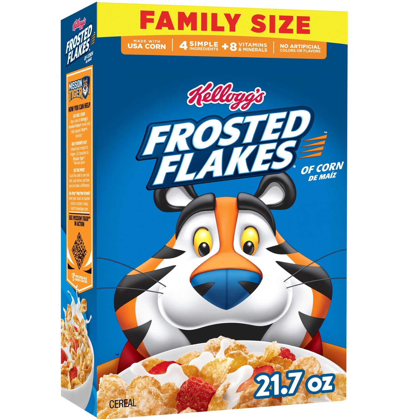 Kelloggs Frosted Flakes Breakfast Cereal, Fat Free, Family Size, 21.7 oz