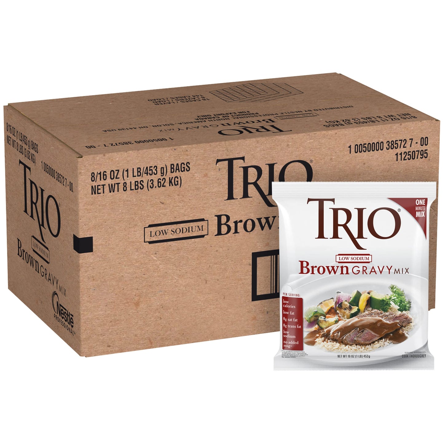 Trio Brown Gravy Mix, Brown Gravy Sauce, Low Sodium Foods, Just Add Water, 16 Oz Bag