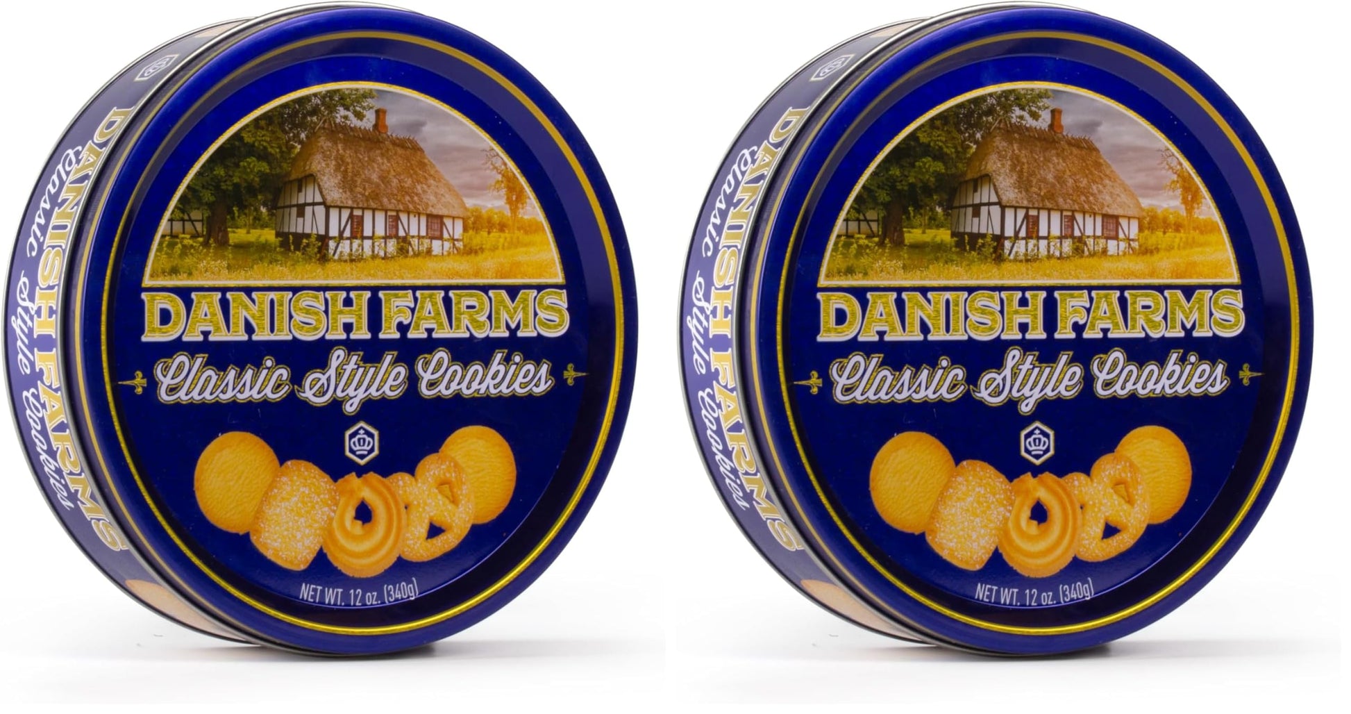 Danish Farms Traditional Butter Cookies, 12-Oz. Blue Cookie Tin, Traditional Danish Recipe Butter Cookies for Dessert or Snack, 