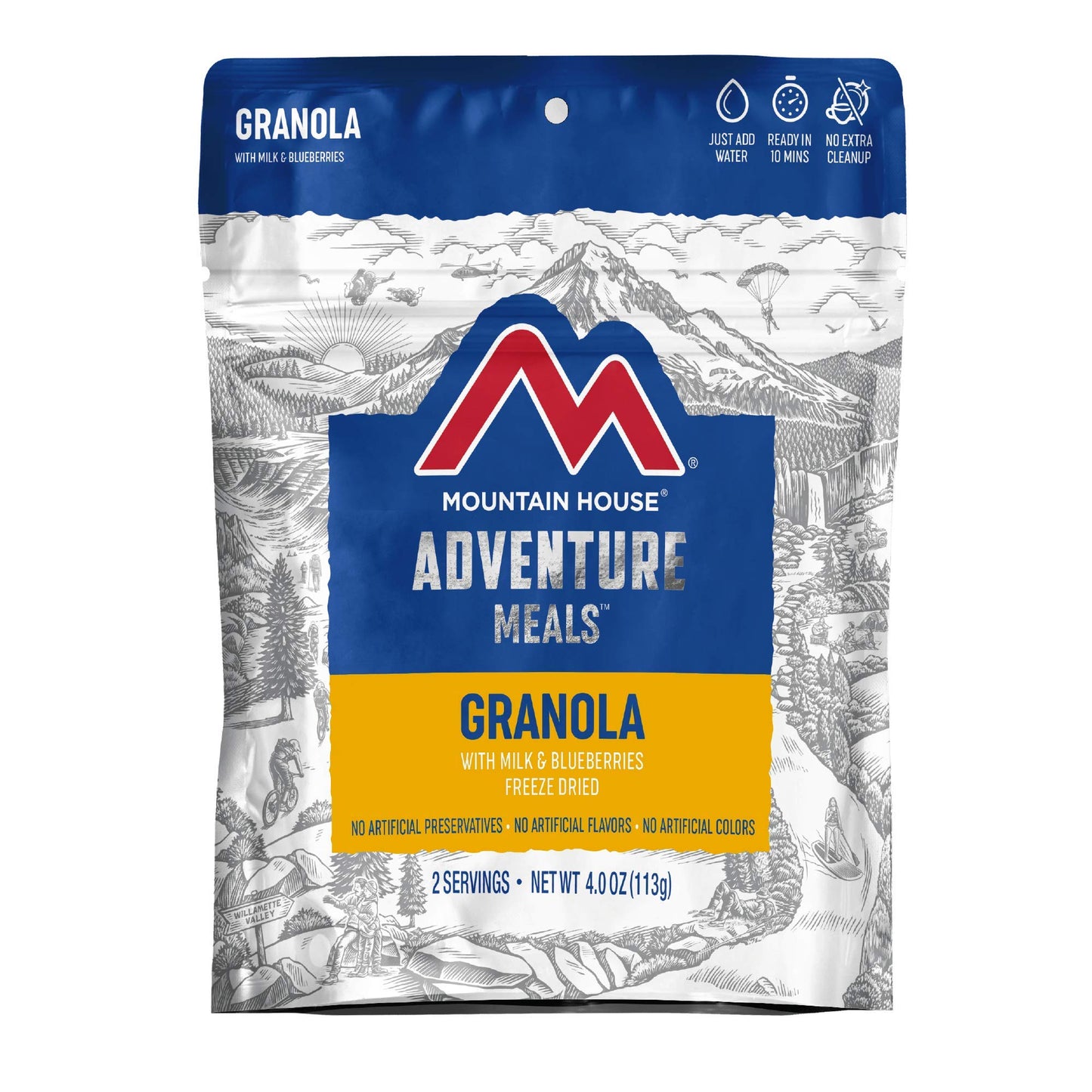 Mountain House Granola With Milk & Blueberries Freeze Dried Backpacking & Camping Food 6-Pack