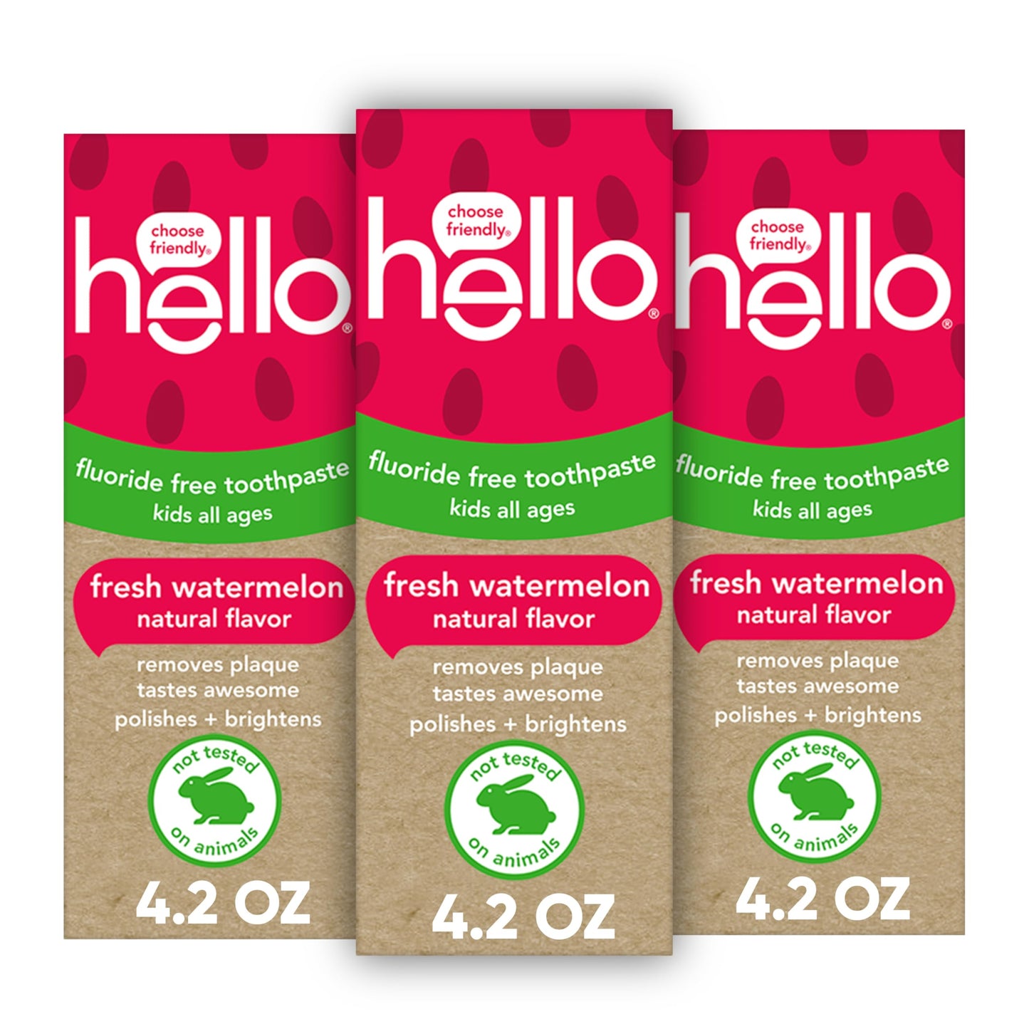Hello Natural Watermelon Flavor Baby & Kids Fluoride Free Toothpaste, Vegan, Sls Free, Gluten Free, Safe To Swallow For Baby And