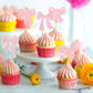 Cyodoos 24Pcs Pink Bowknot Cupcake Toppers Cake Dessert Picks Decoration For Baby Shower Princess Cupcake Toppers For Birthday P