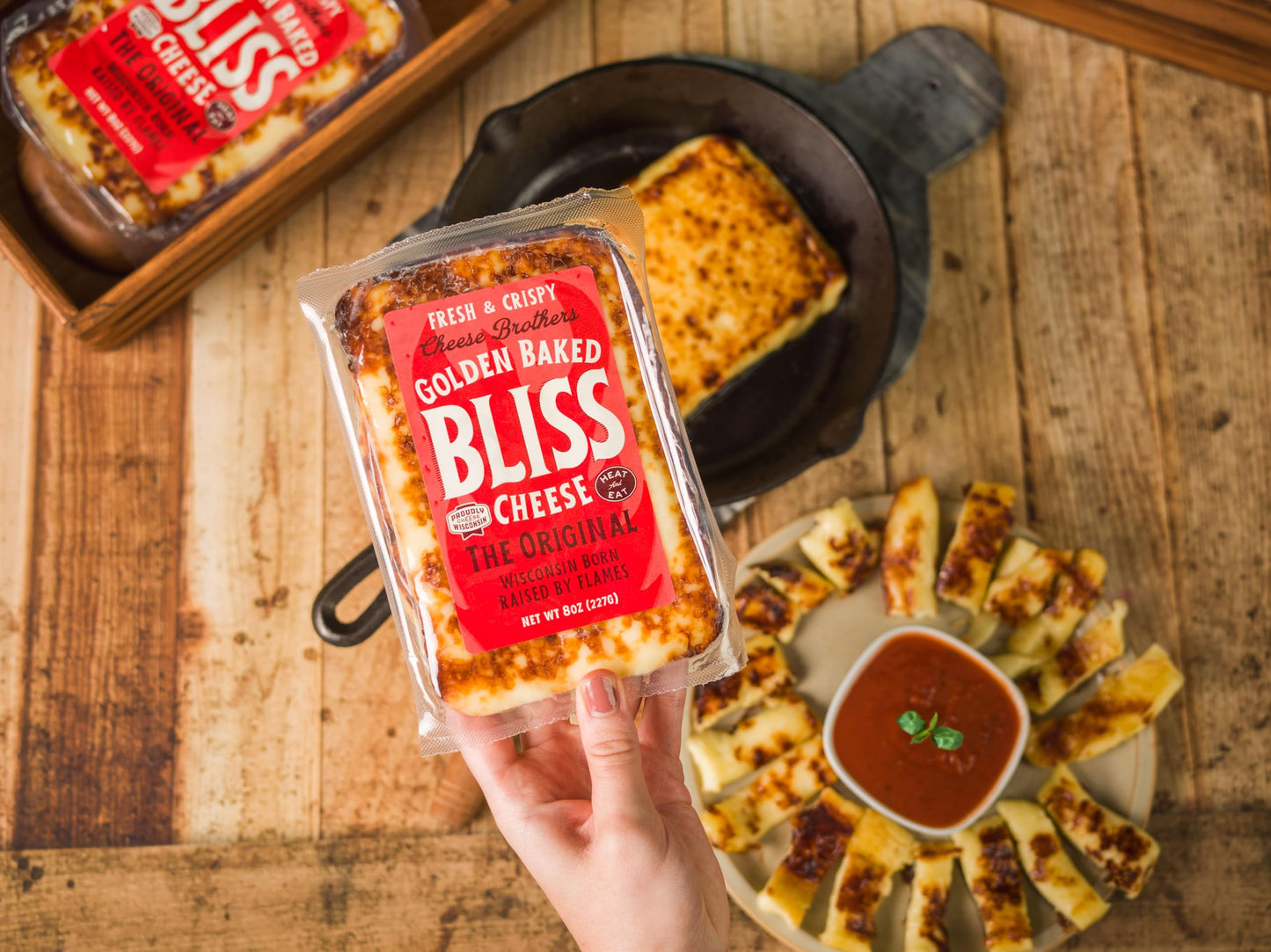 CHEESE BROTHERS INC Golden Baked Bliss Cheese | Original | 7 Pack | Made in Wisconsin | Heat & Eat