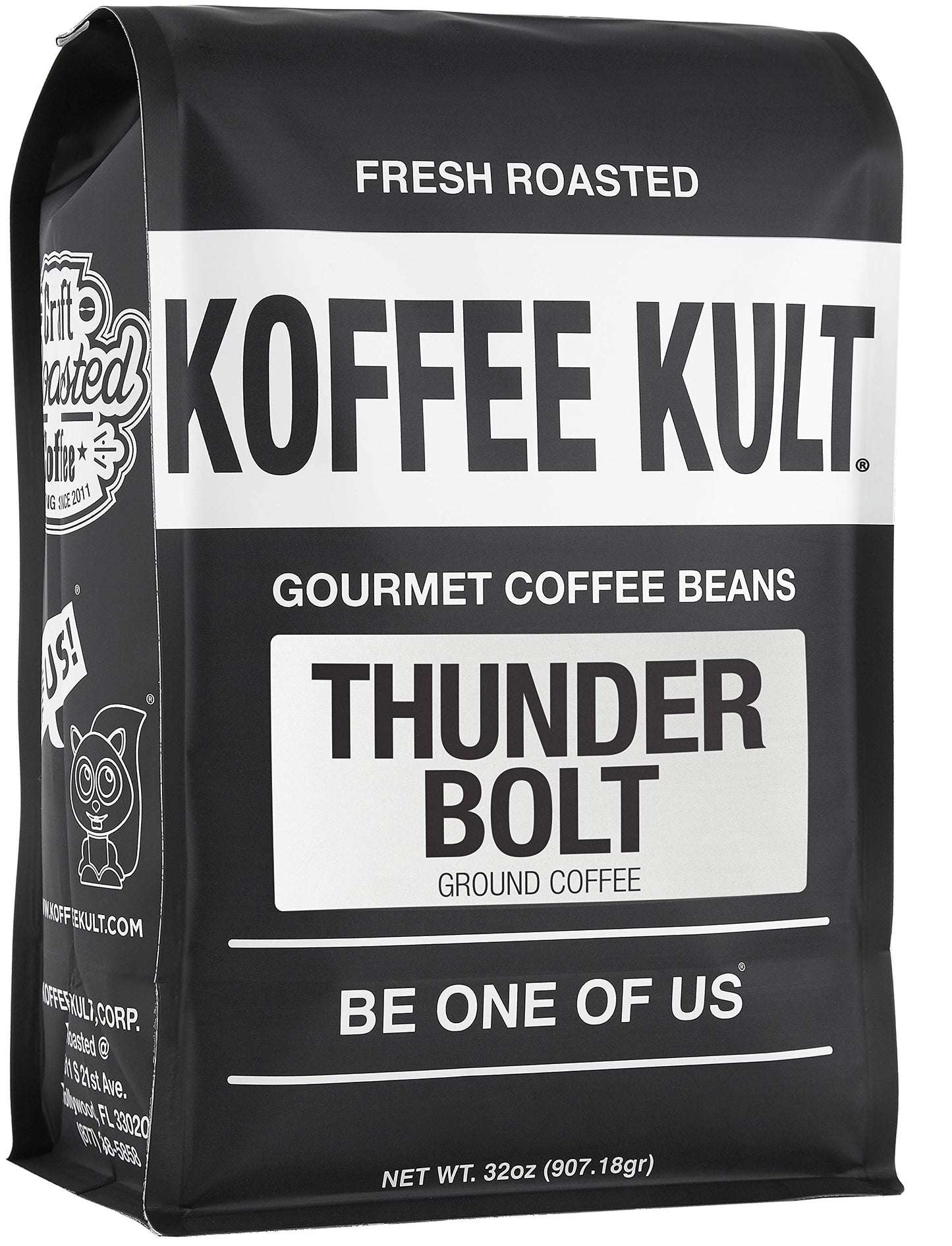 Koffee Kult Thunder Bolt Coffee Ground, 100% Arabica, Dark Roast, 32oz