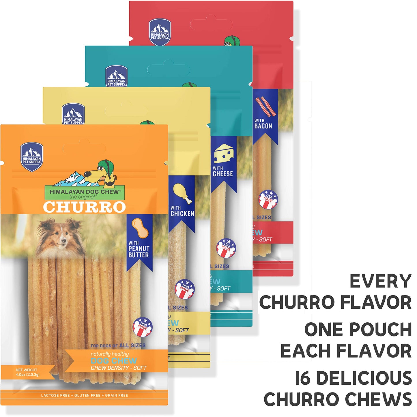 yakyCHURRO Himalayan Cheese Treats | Lactose Free - Gluten Free - Wheat Free -Soy Free| USA Made | All Flavors - Cheese-Chicken-