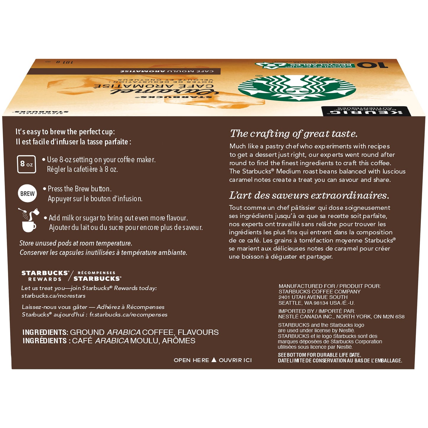 Starbucks Caramel Flavoured Coffee K-Cup Pods. 10 Count.