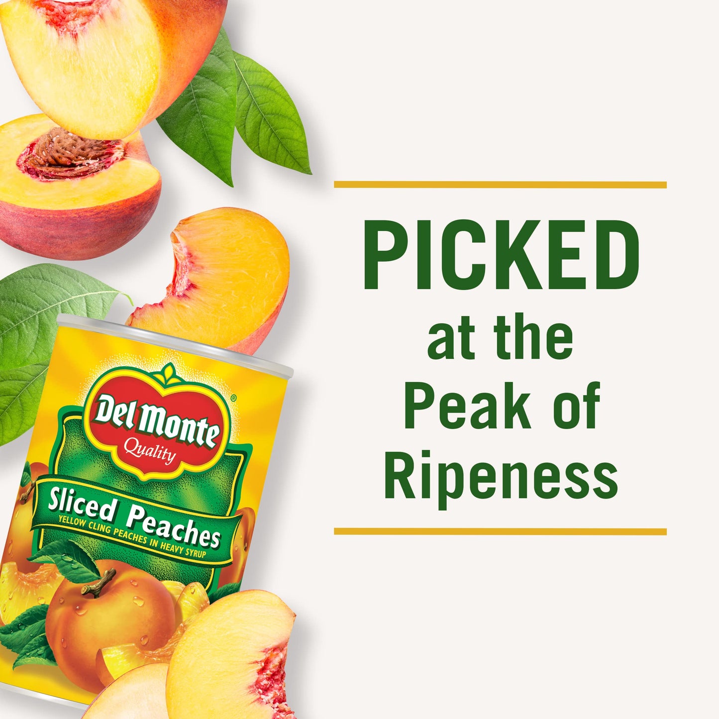 Del Monte Canned Peaches Sliced in Heavy Syrup, 15.25 oz Can, Pack of 12