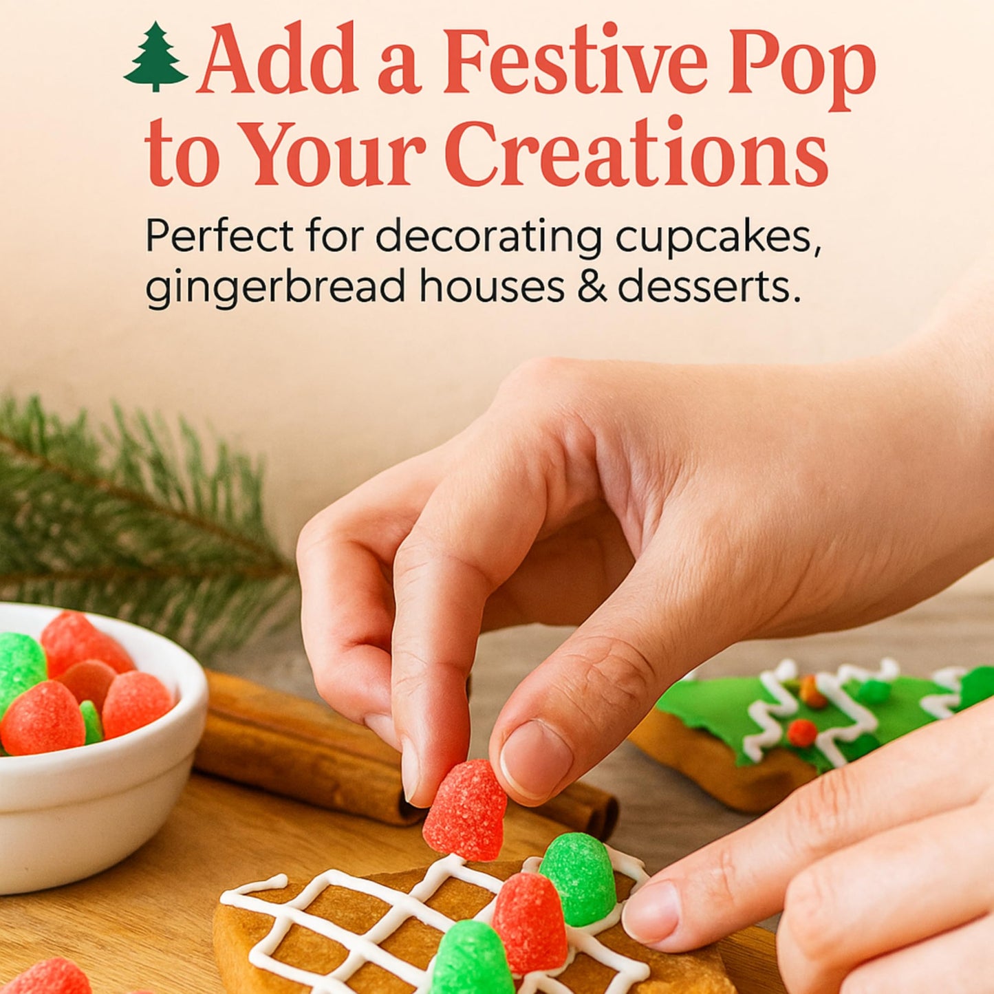 Holiday Spice Drops Gummy Candy, Christmas Gumdrops With Traditional Spices, Soft & Chewy Christmas Candy, Gift Bag,16 Oz