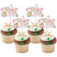 Gyufise Jungle Animal Cupcake Toppers, 36 Pcs, Pink Paper Picks for 2nd Birthday & Baby Shower Decorations