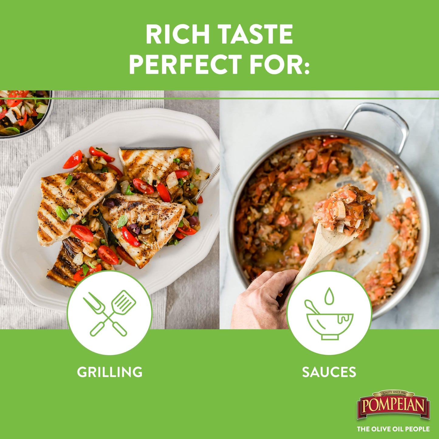 Pompeian Rich Taste Olive Oil, Full Flavor, Perfect for Grilling & Sauces, Naturally Gluten Free, Non-Allergenic, Non-GMO, 32 FL