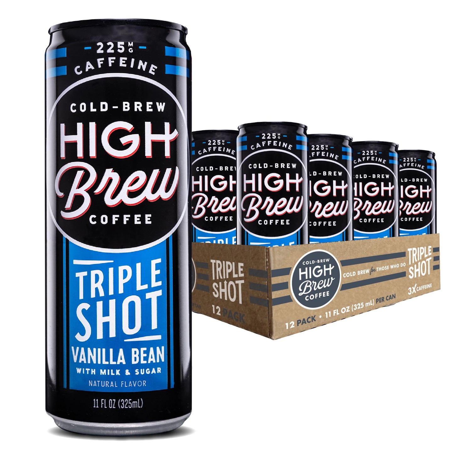 High Brew Coffee Cold Brew Vanilla Bean Triple Shot, 11 Fl Oz Can, Pack of 12