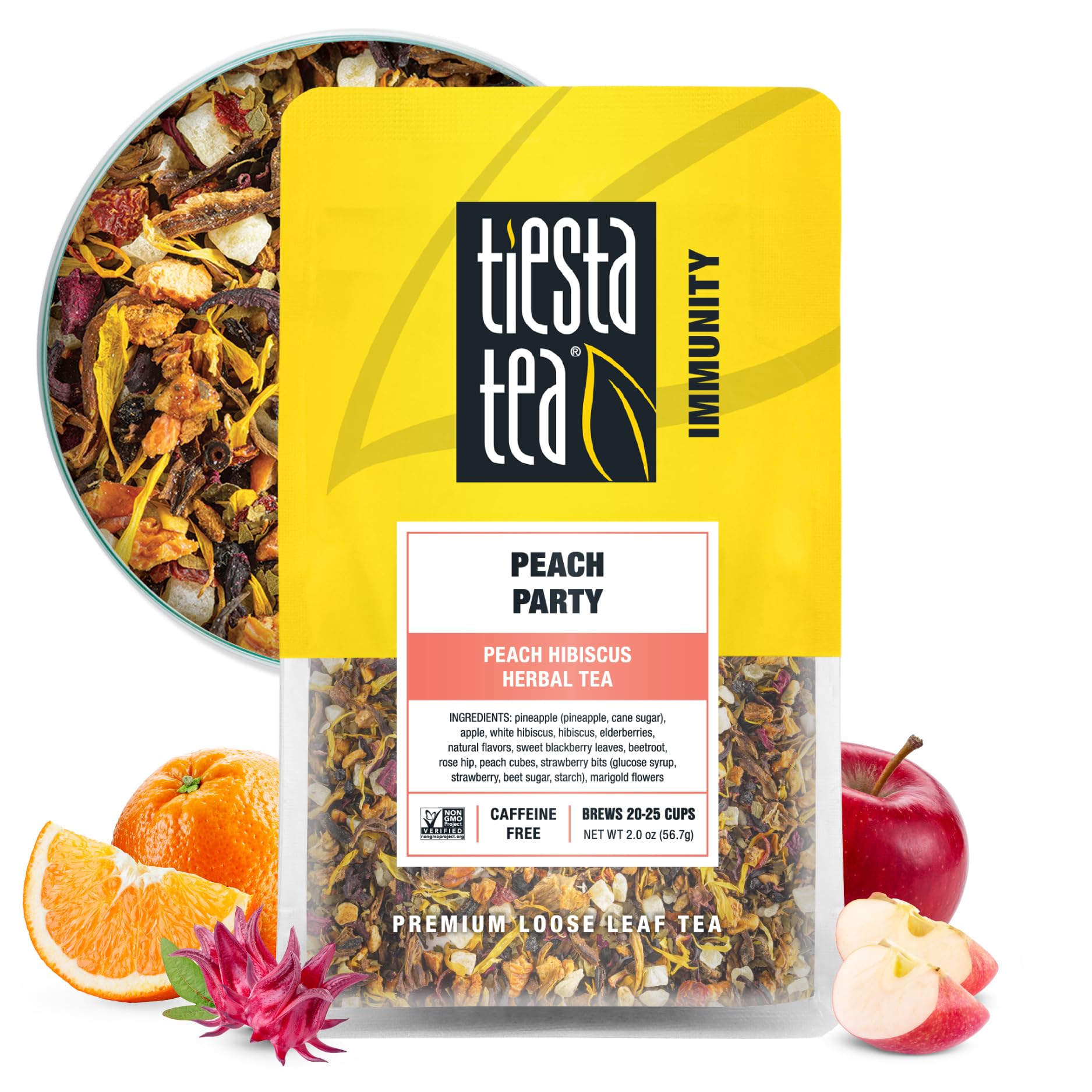 Tiesta Tea - Peach Party | Peach Hibiscus Herbal Tea | Premium Loose Leaf Tea Blend | Non-Caffeinated Fruit Tea | Make Hot Or Ic
