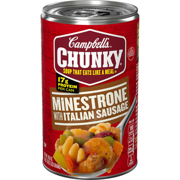 Campbells Chunky Soup, Minestrone with Italian Sausage Soup, 18.8 Oz Can