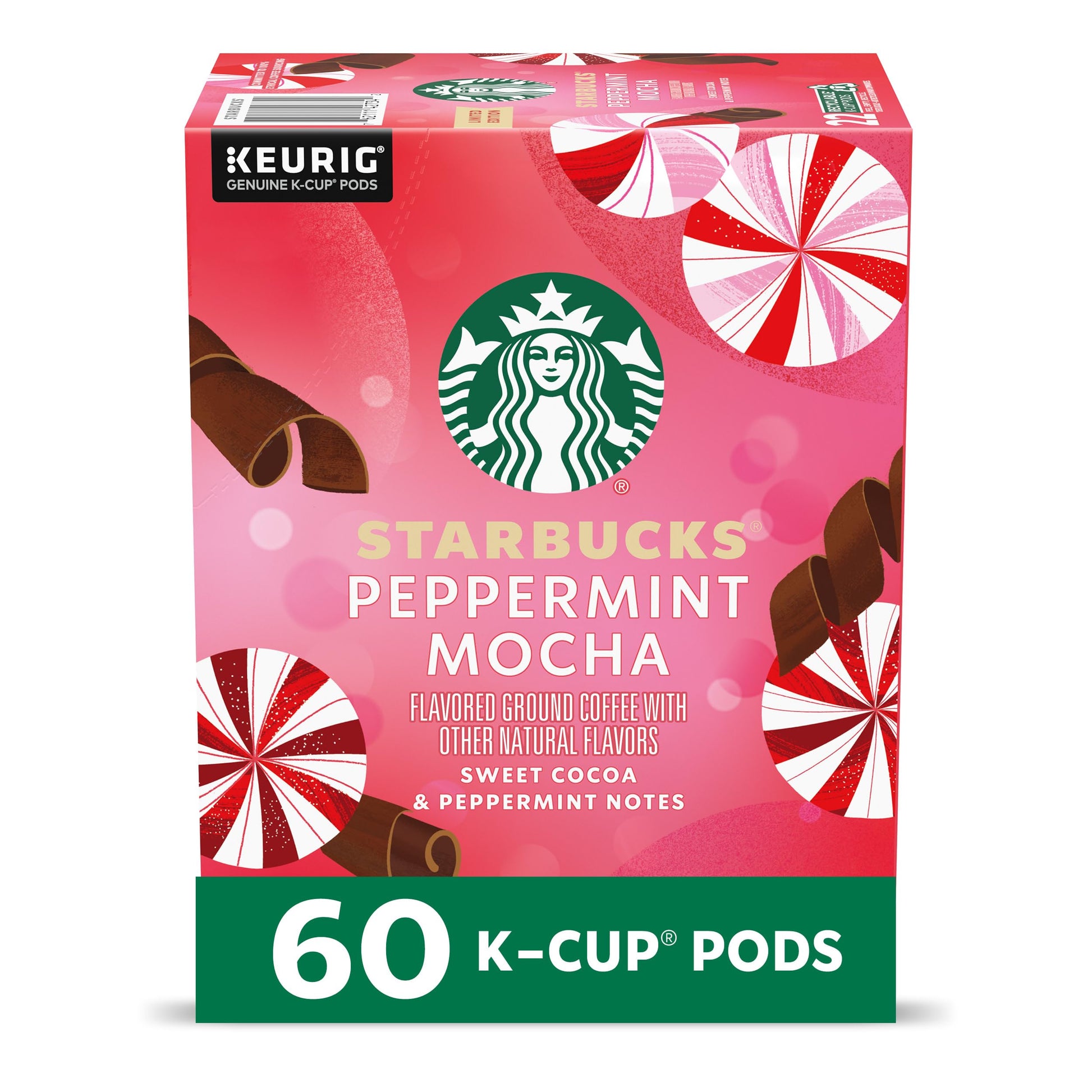 Starbucks K-Cup Coffee Pods, Peppermint Mocha, 100% Arabica, 60 Pods (6 Boxes)
